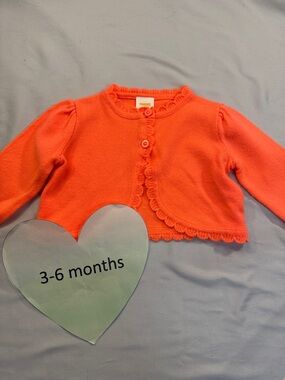Gymboree Orange Knit Sweater Cardigan with scalloped trim